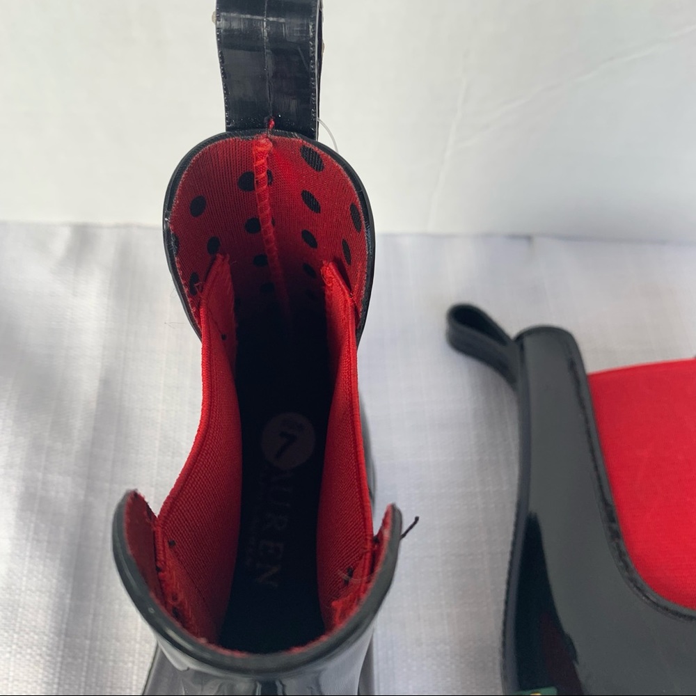 Lauren Ralph Lauren | Black/Bright Tally Rain Boots Size 7. - Picture 10 of 12